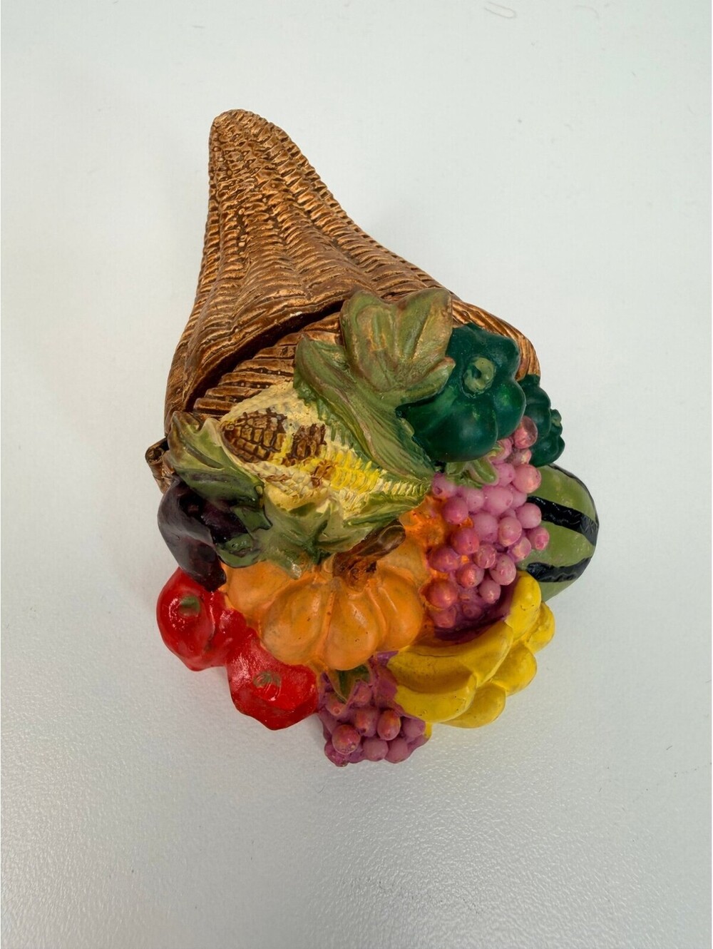 Cornucopia trinket box with harvest fruit design